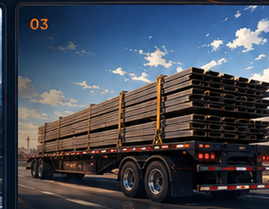 Flatbed trailer carrying freight